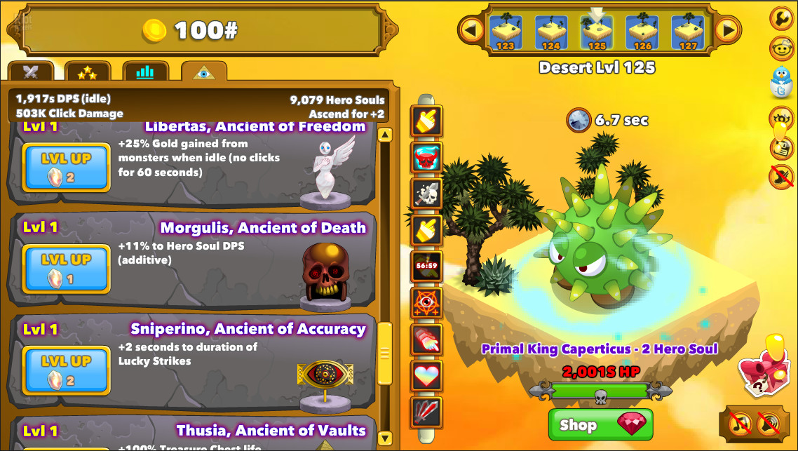 Clicker Heroes - game screenshots at Riot Pixels, images