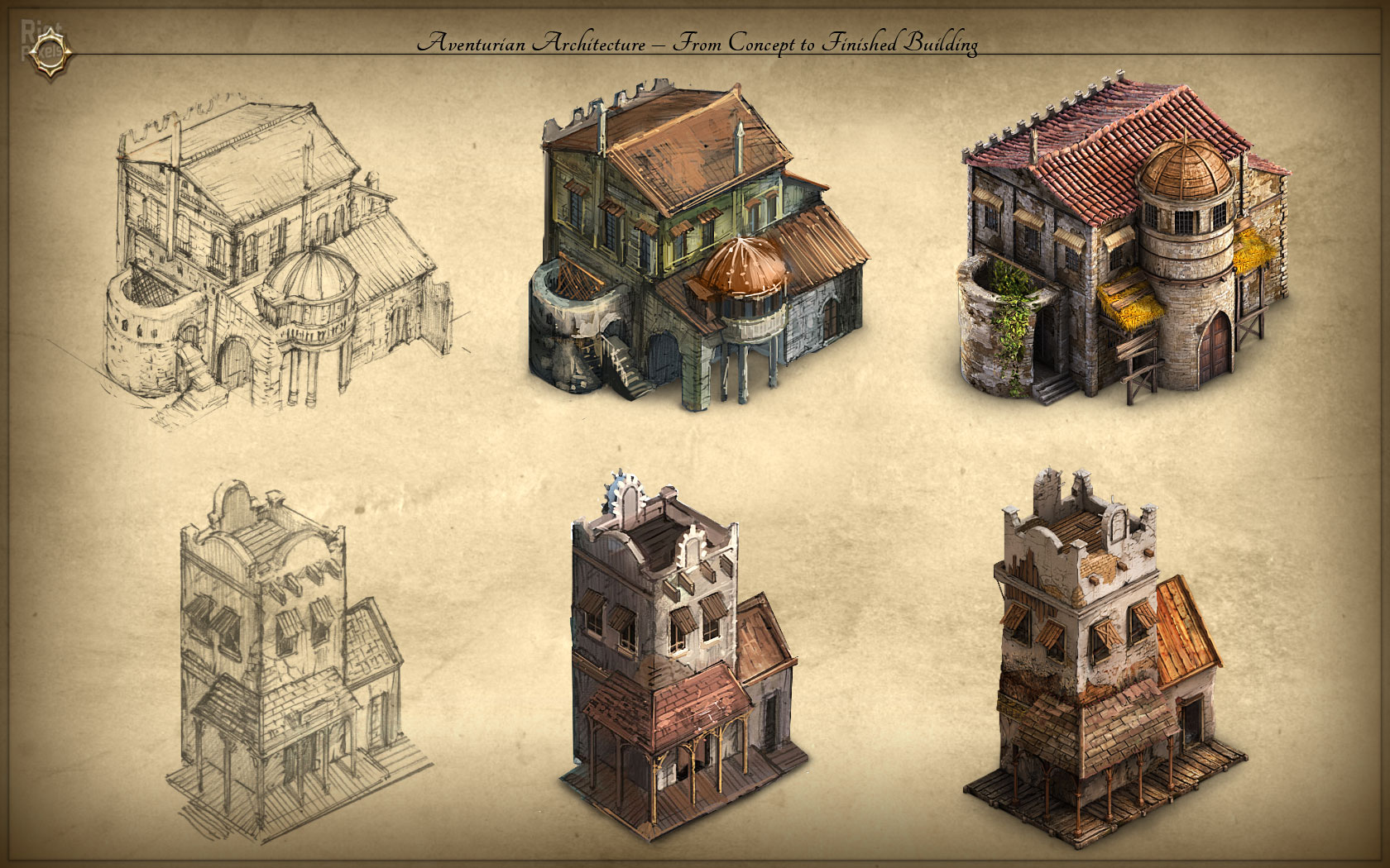 Средневековые здания изометрия