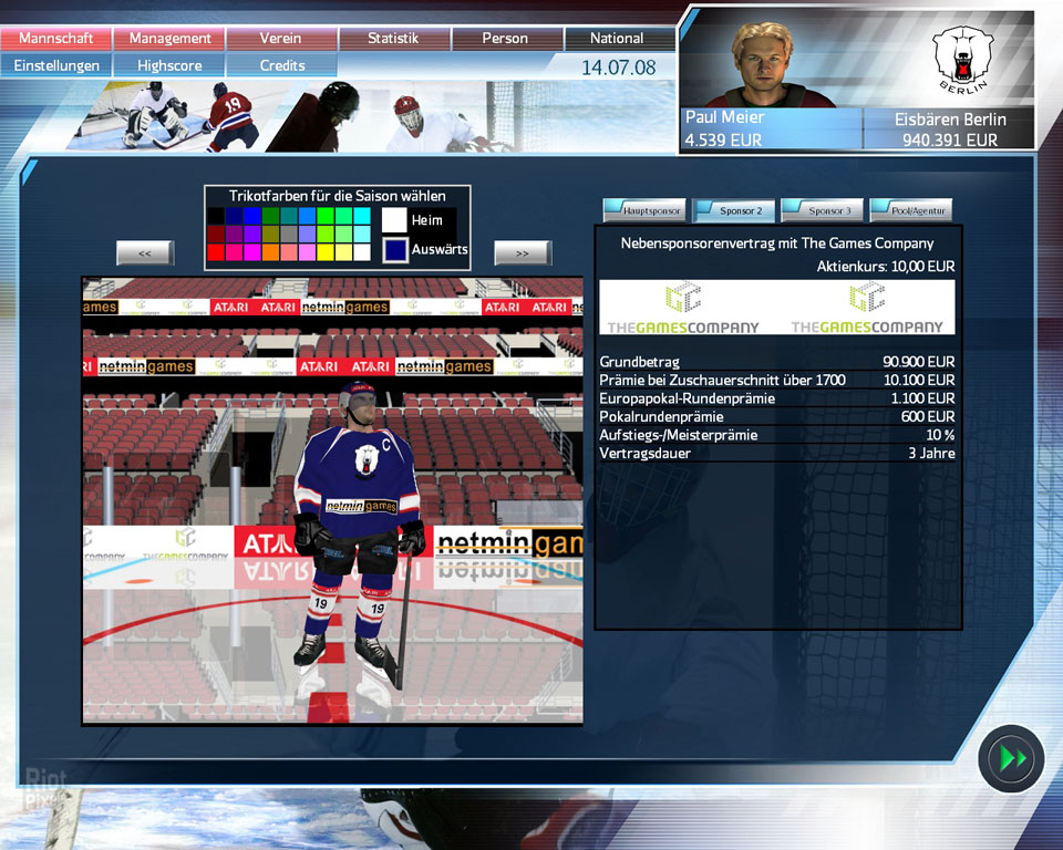 Ice Hockey Manager 2009 Game Screenshots At Riot Pixels Images