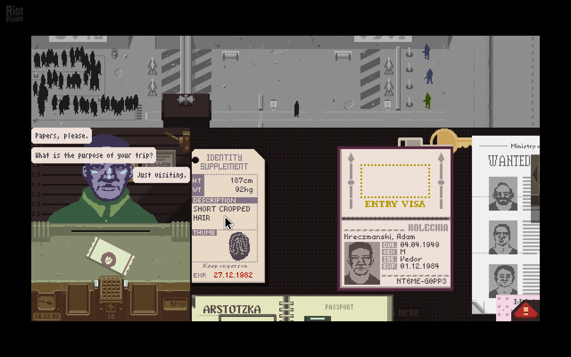 Screenshot from the game Papers, Please.